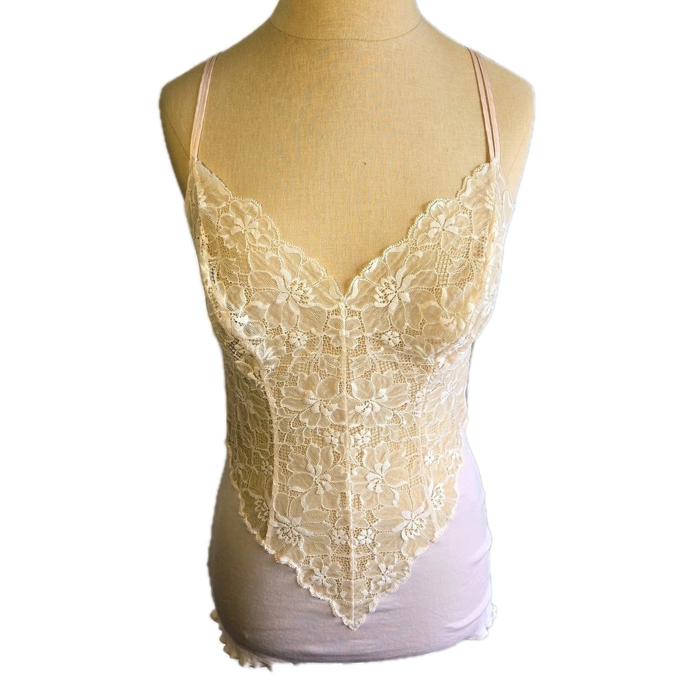 Moalizia Camisole Made In Italy Size Medium Cotton Lace Top Lingerie‎ Pink
